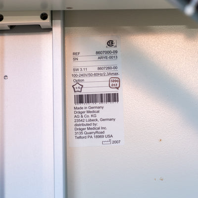 Drager Fabius GS Premium Anesthesia Machine 8607000-09 ARYE-0013 - Loyalty Medical