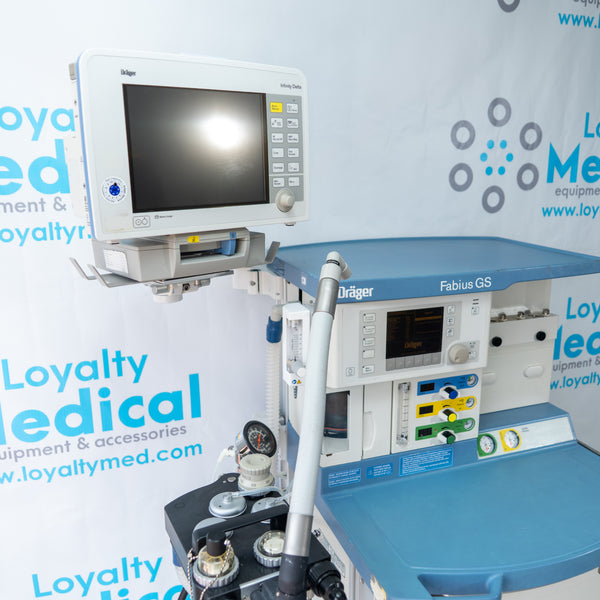 Draeger Fabius GS Anesthesia Machine with Infinity Delta Monitor & Scio Four Oxi Plus Gas Module 6871801 RI 10 8604700-18 DRUN-0171