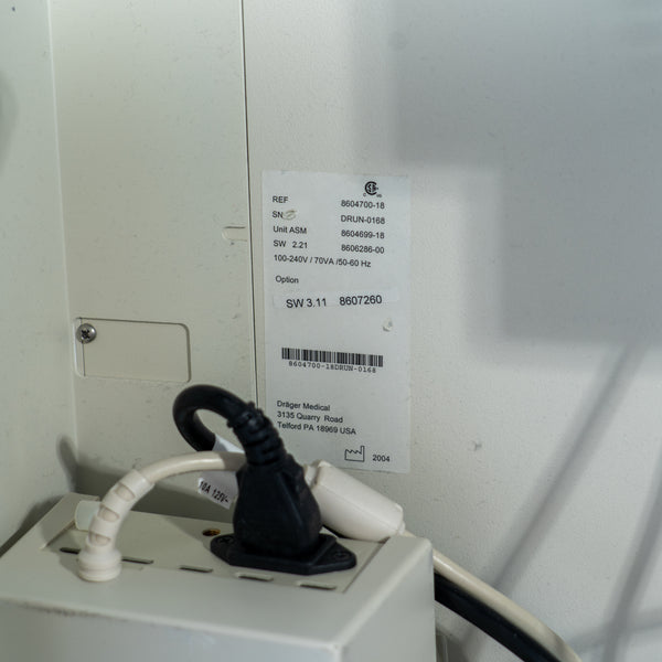 Draeger Fabius GS Anesthesia Machine with Scio Four Oxi Plus Gas Module 6871801 RI 10 8604700-18 DRUN-0168