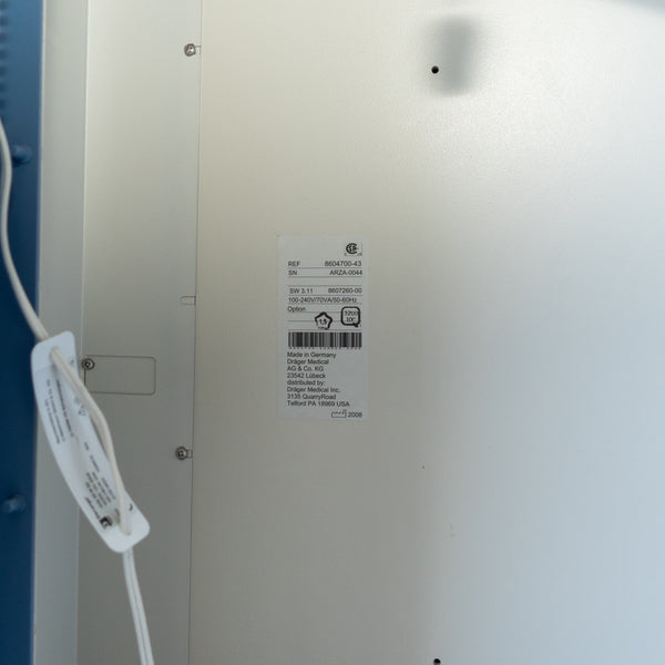 Draeger Fabius GS Anesthesia Machine 8604700-43 SW 3.37a ARZA-0044