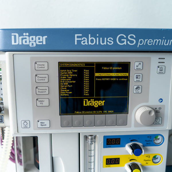 Draeger Fabius GS Premium Anesthesia Machine 8607000-61 SW 3.37b ASHA0245