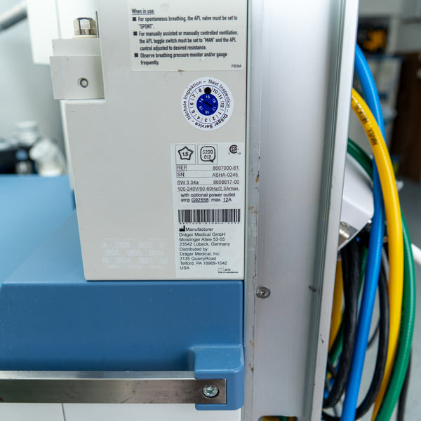 Draeger Fabius GS Premium Anesthesia Machine 8607000-61 SW 3.37b ASHA0245